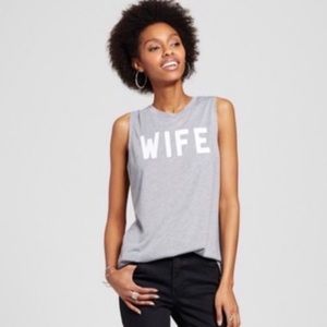 Wife Tank Top Grey and White Size Small